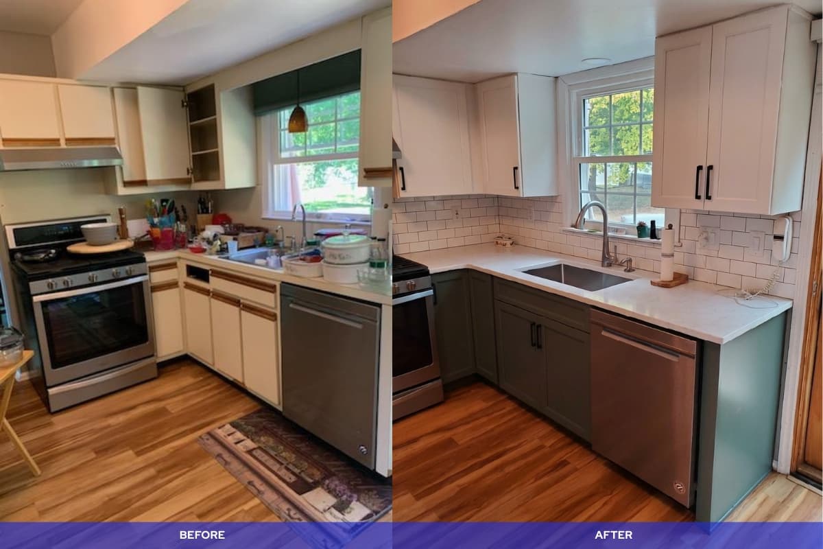 Before and after kitchen remodel by American Home Remodeling Service, serving Ocean County, NJ